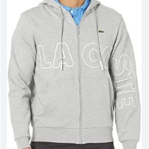 Lacoste Men's Long Sleeve Full Zip Branding Worded Sweatshirt Zip Up Hoodie